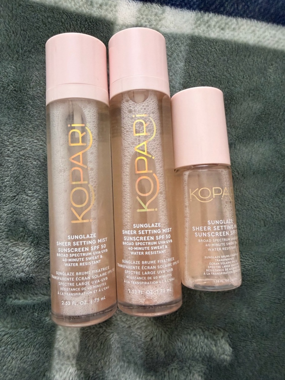 Kopari Sheer Setting Mist Trio with Pink Caps
